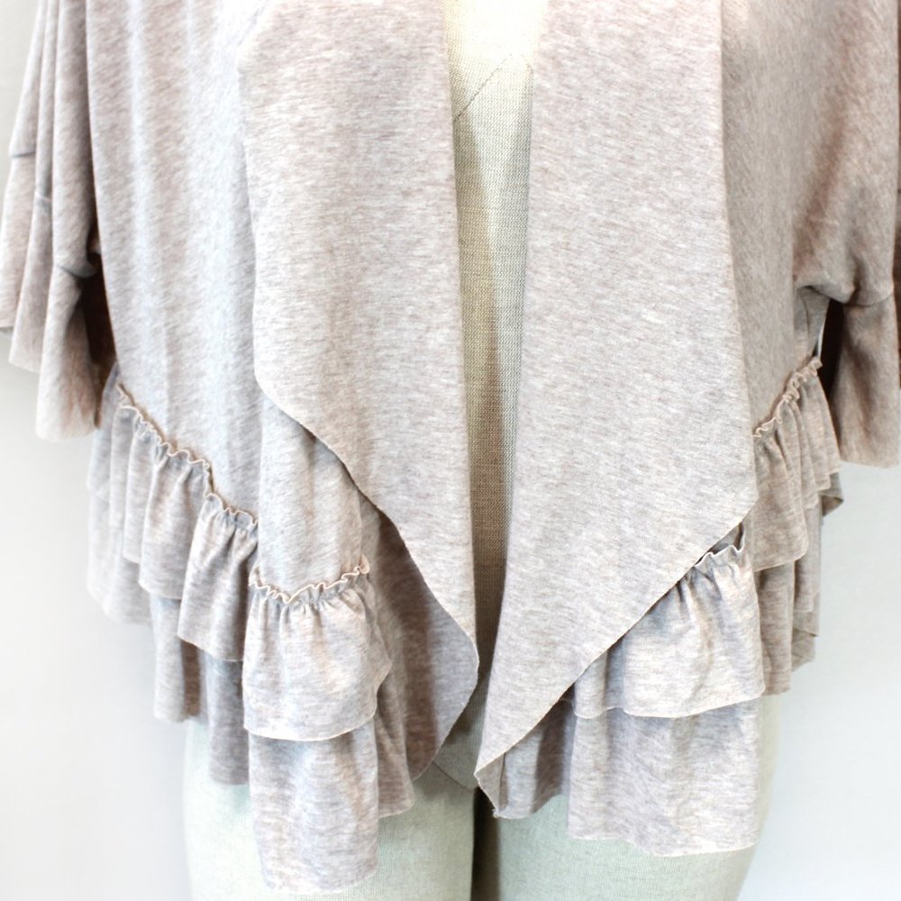 Easel Beige Open Front Ruffle Bottom Cardigan Sma… - image 4